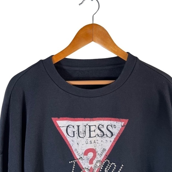 GUESS Icon Jeweled Cropped Oversized Sweatshirt - Picture 5 of 10